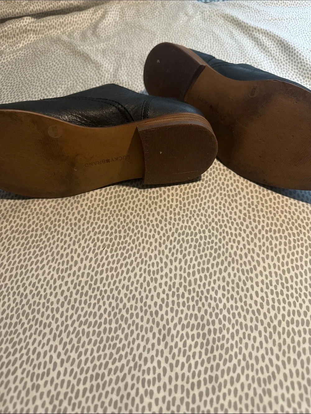 Lucky Brand Men's Black Leather Slip-On Loafers with Brown Insole